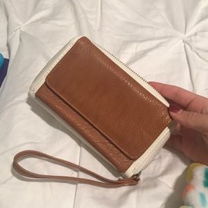 Brown and Creme colored wristlet